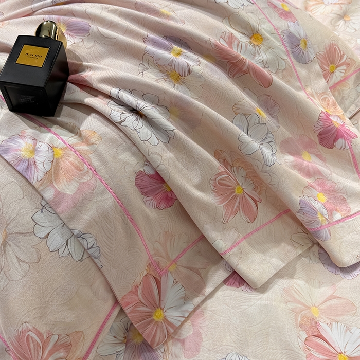 91家纺网 家纺一手货源 找家纺 2024新款A类全棉磨毛数码印花系列四件套 双花飘香