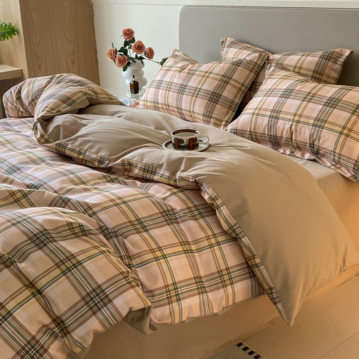 91家纺网 家纺一手货源 找家纺 涵宸家纺 2024新款亲肤全棉磨毛印花四件套--芬兰系列 冻柠茶