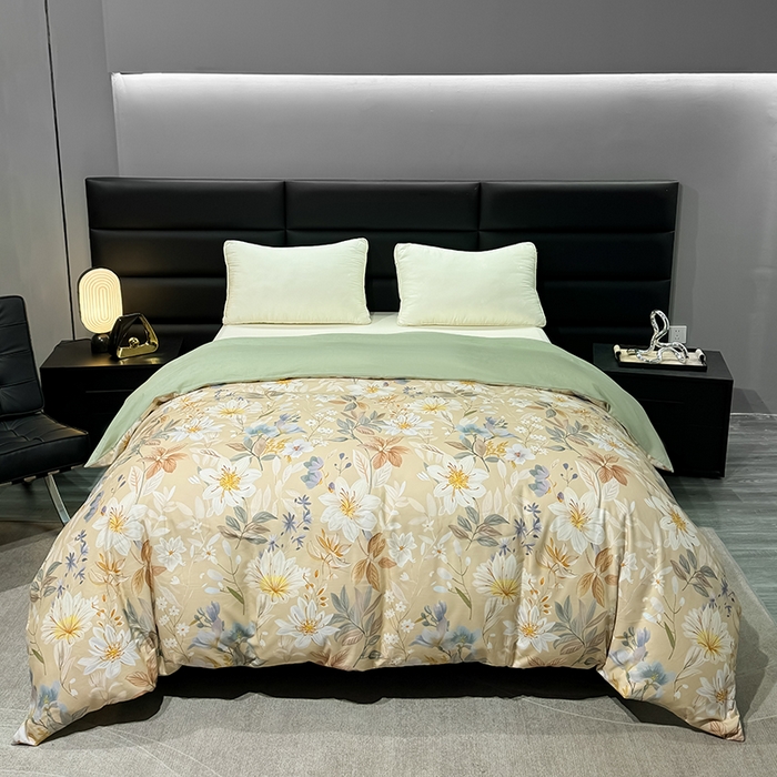 91家纺网 家纺一手货源 找家纺 2024新款A类全棉磨毛数码印花系列四件套 亭语花间