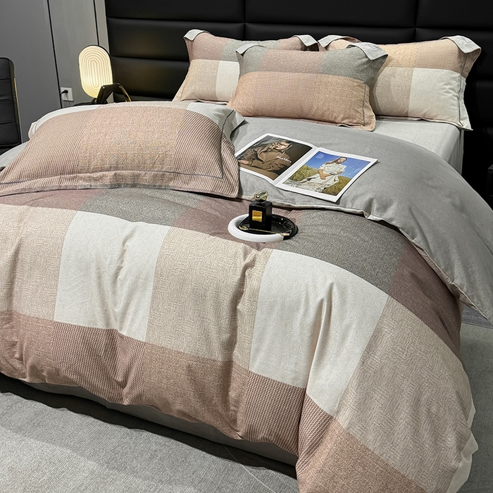 91家纺网 家纺一手货源 找家纺 2024新款A类全棉磨毛数码印花系列四件套 杰弗里咖