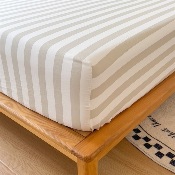 91家纺网 家纺一手货源 找家纺 多品 2024新款水洗棉皱皱纱单品床笠 暮落浅咖