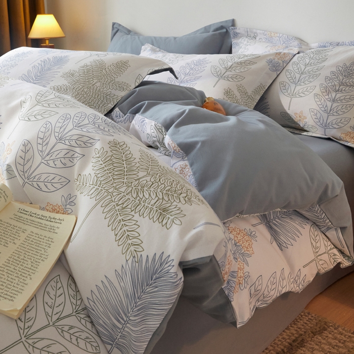 91家纺网 家纺一手货源 找家纺 涵宸家纺 2024新款亲肤全棉磨毛印花四件套--芬兰系列 绿染悠夏