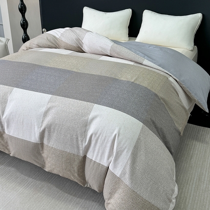 91家纺网 家纺一手货源 找家纺 2024新款A类全棉磨毛数码印花系列单被套 杰弗里黄灰