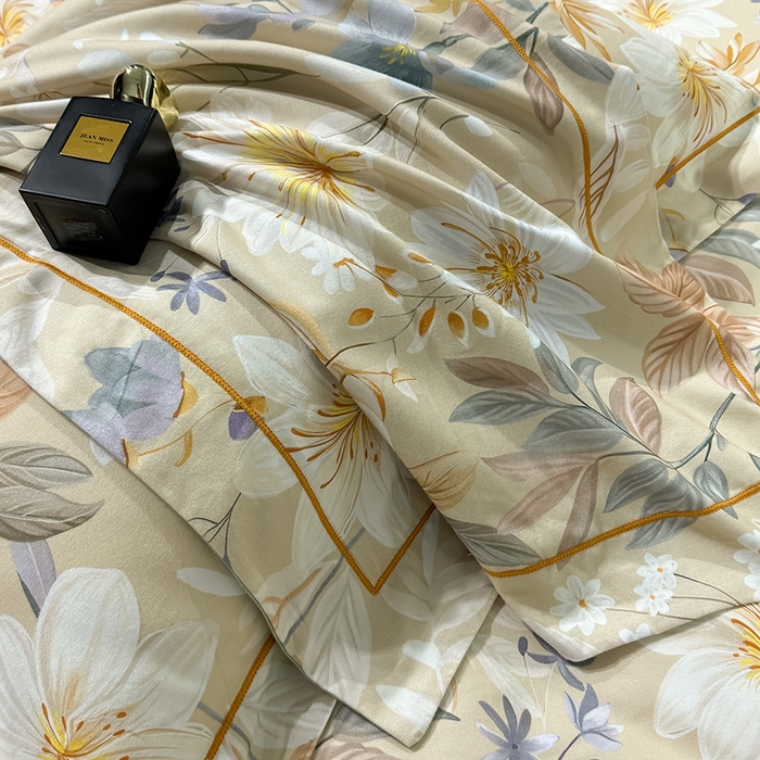 91家纺网 家纺一手货源 找家纺 2024新款A类全棉磨毛数码印花系列四件套 亭语花间