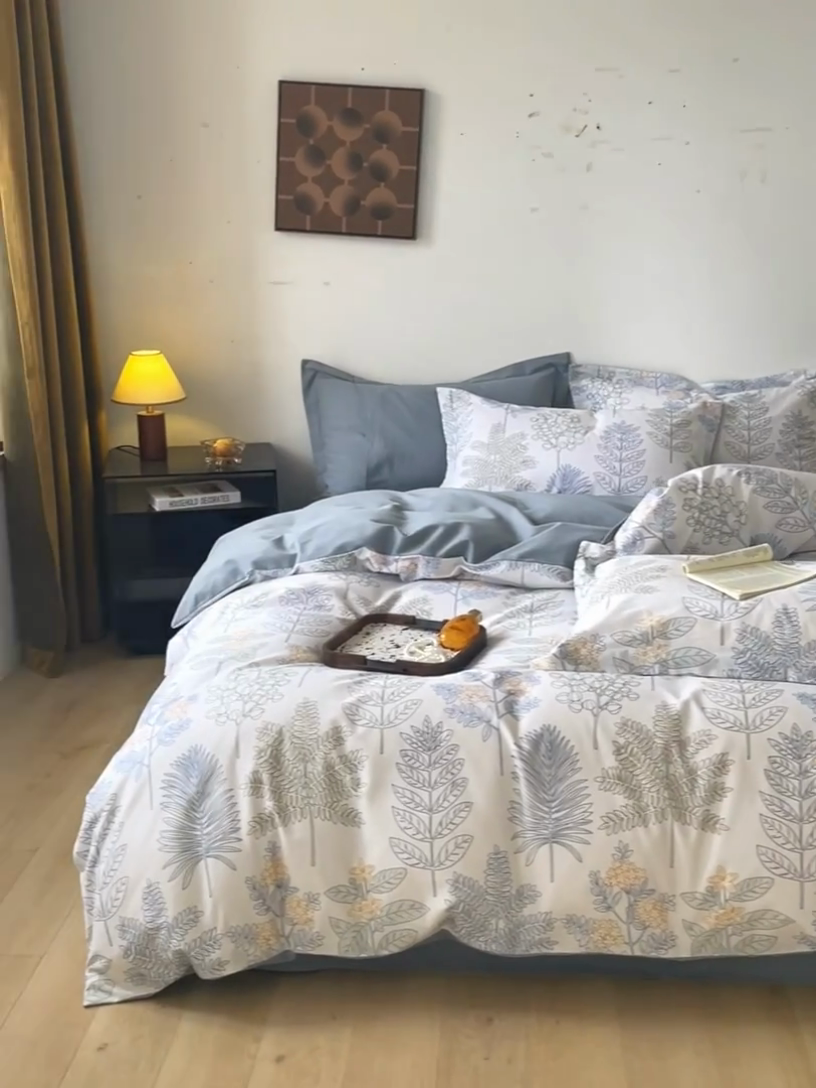 91家纺网 家纺一手货源 找家纺 涵宸家纺 2024新款亲肤全棉磨毛印花四件套--芬兰系列 绿染悠夏