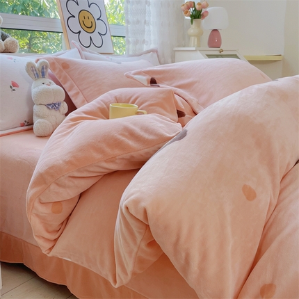 91家纺网 家纺一手货源 找家纺 锦罗绣 2024新款加厚牛奶绒四件套印花四件套单被套 清新花朵