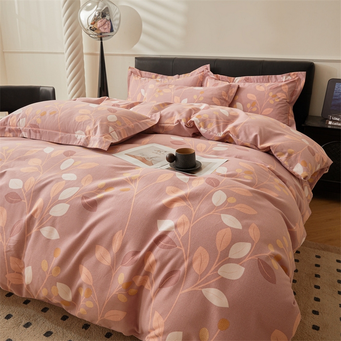 91家纺网 家纺一手货源 找家纺 缦彩 （支持一件定制）2024新款全棉被套加厚生态磨毛学生单被套纯棉被罩 温温晨语-粉