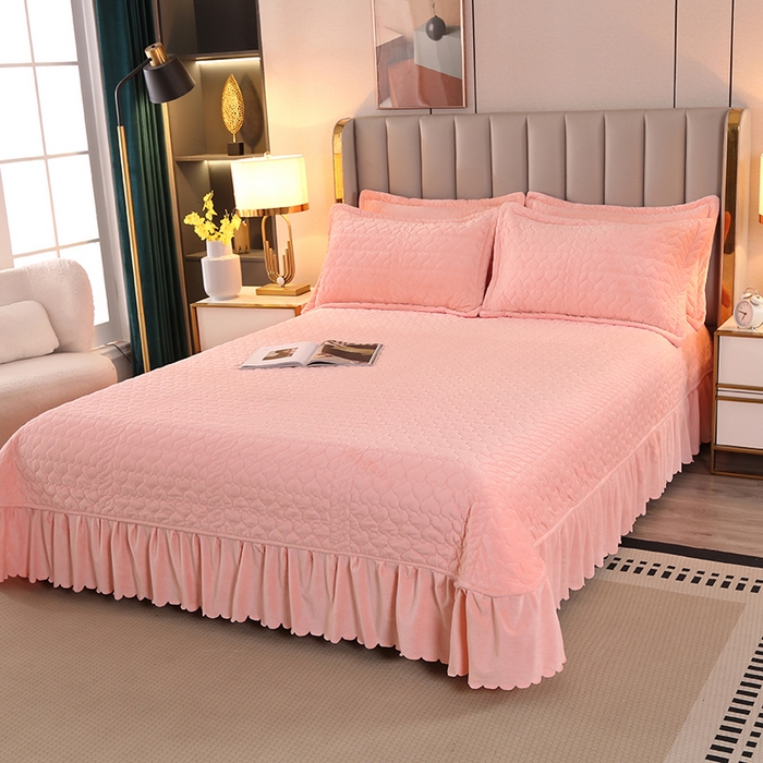 91家纺网 家纺一手货源 找家纺 芸锦豪 2024新款宝宝绒床盖 玫瑰粉