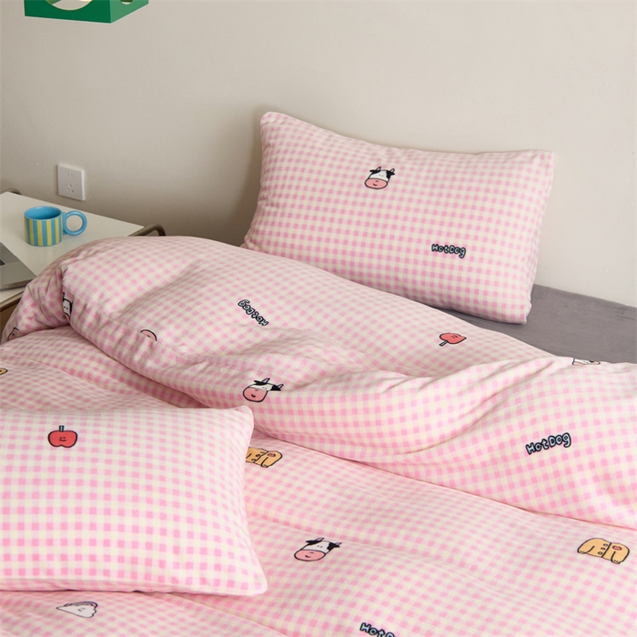 91家纺网 家纺一手货源 找家纺 呗旺鹿 2024新款小红书爆款牛奶绒印花四件套 小可爱