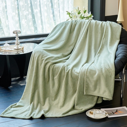 云锦 2024新款320克全消光云貂绒毛毯 青缇绿