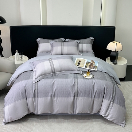 91家纺网 家纺一手货源 找家纺 2024新款A类全棉磨毛数码印花系列四件套 杰弗里灰