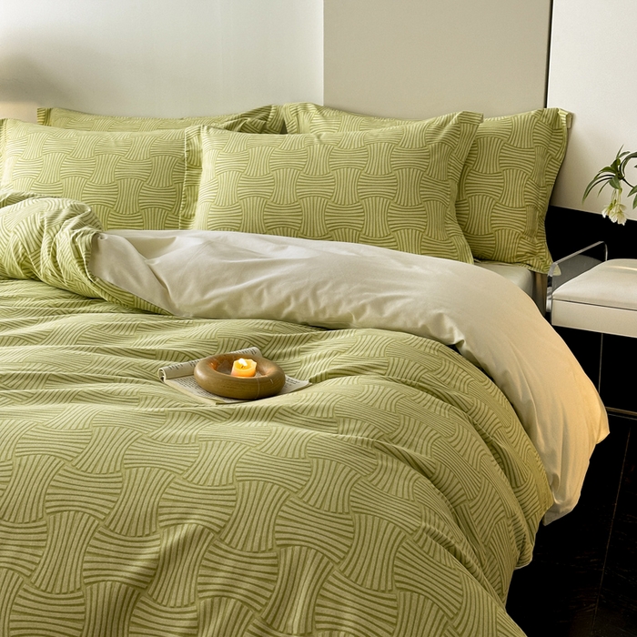 91家纺网 家纺一手货源 找家纺 涵宸家纺 2024新款亲肤全棉磨毛印花四件套--芬兰系列 众横-绿