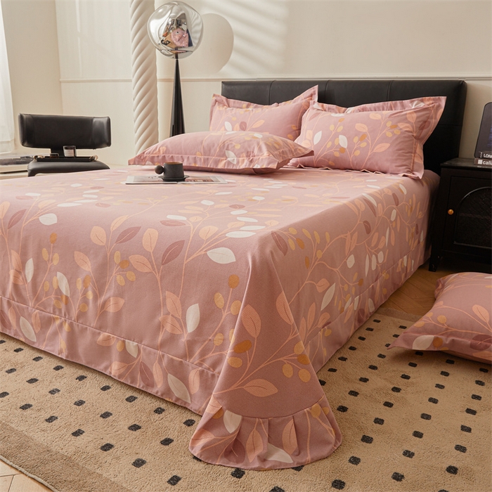 91家纺网 家纺一手货源 找家纺 缦彩 （支持一件定制）2024新款全棉被套加厚生态磨毛学生单被套纯棉被罩 温温晨语-粉