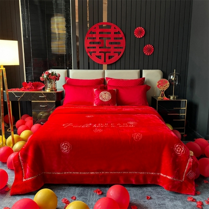 91家纺网 家纺一手货源 找家纺 （总）2024新款婚庆双层高密云毛毯毯子