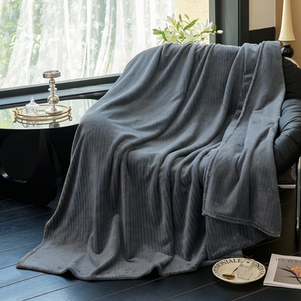 云锦 2024新款320克全消光云貂绒毛毯 森系灰