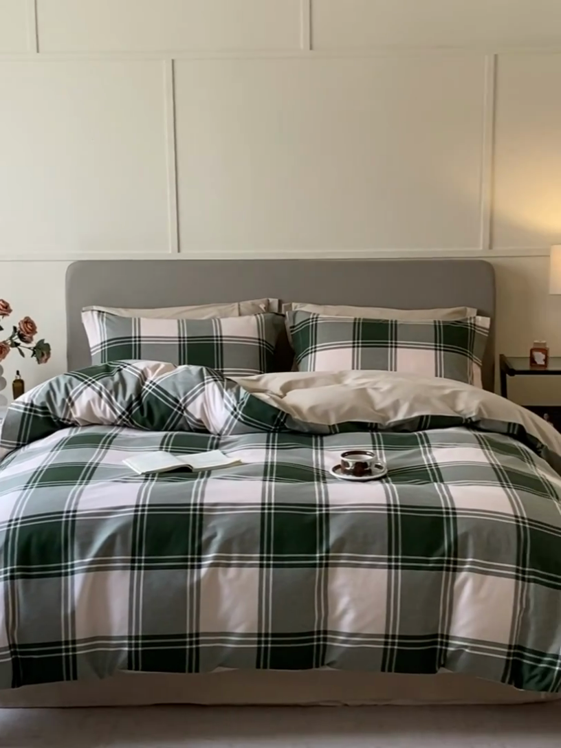 91家纺网 家纺一手货源 找家纺 涵宸家纺 2024新款亲肤全棉磨毛印花四件套--芬兰系列 半山松石