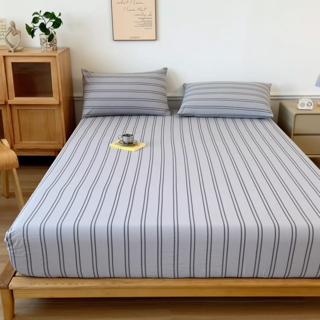 91家纺网 家纺一手货源 找家纺 多品 2024新款水洗棉皱皱纱单品床笠 律动