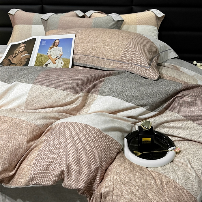 91家纺网 家纺一手货源 找家纺 2024新款A类全棉磨毛数码印花系列四件套 杰弗里咖