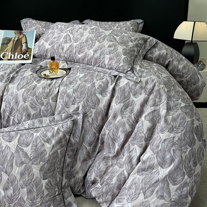 91家纺网 家纺一手货源 找家纺 2024新款A类全棉磨毛数码印花系列四件套 如伊灰