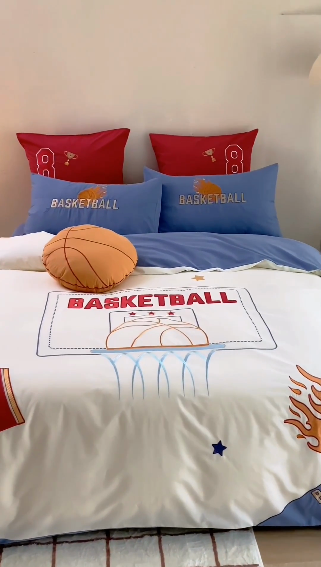91家纺网 家纺一手货源 找家纺 （总）绒梦里2025款A类纯棉水洗棉贴布绣四件套全棉卡通儿童三件套上下铺床套件--篮球系列