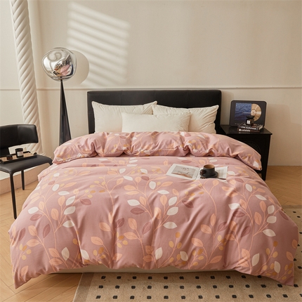 91家纺网 家纺一手货源 找家纺 缦彩 （支持一件定制）2024新款全棉被套加厚生态磨毛学生单被套纯棉被罩 温温晨语-粉