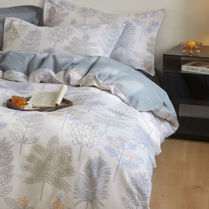 91家纺网 家纺一手货源 找家纺 涵宸家纺 2024新款亲肤全棉磨毛印花四件套--芬兰系列 绿染悠夏