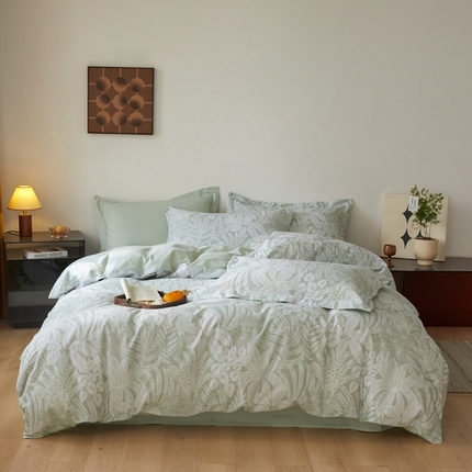 涵宸家纺 2024新款亲肤全棉磨毛印花四件套--芬兰系列 热带雨林