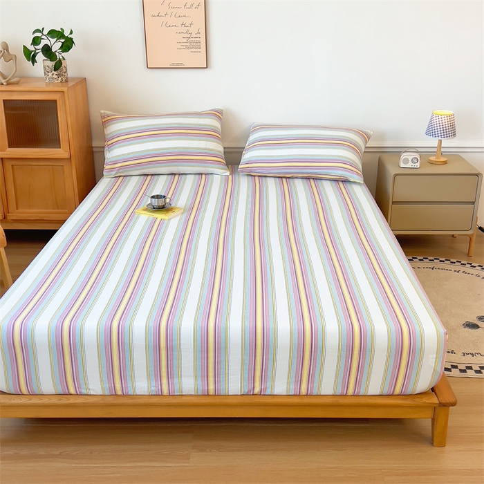 91家纺网 家纺一手货源 找家纺 多品 2024新款水洗棉皱皱纱单品床笠 焦糖甜心