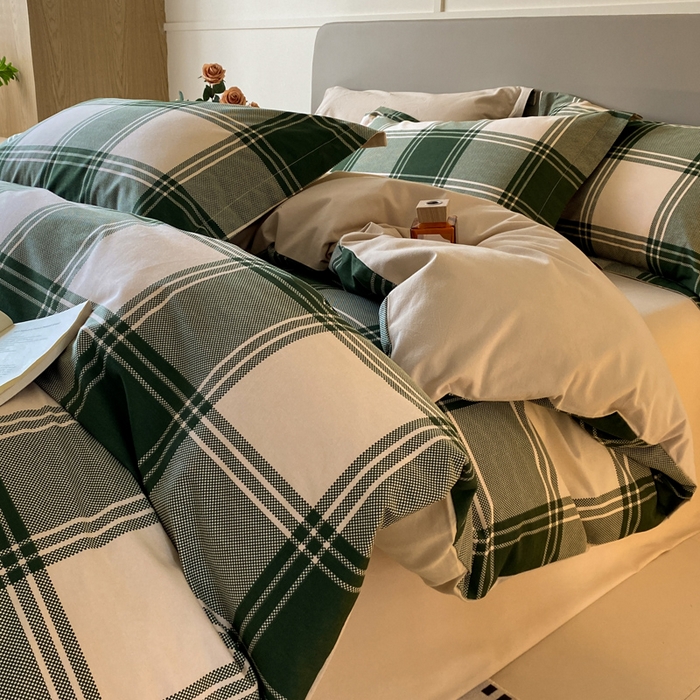 91家纺网 家纺一手货源 找家纺 涵宸家纺 2024新款亲肤全棉磨毛印花四件套--芬兰系列 半山松石