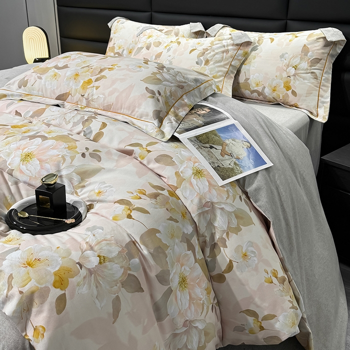 91家纺网 家纺一手货源 找家纺 2024新款A类全棉磨毛数码印花系列四件套 凤穿牡丹