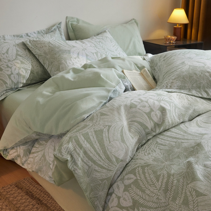 91家纺网 家纺一手货源 找家纺 涵宸家纺 2024新款亲肤全棉磨毛印花四件套--芬兰系列 热带雨林