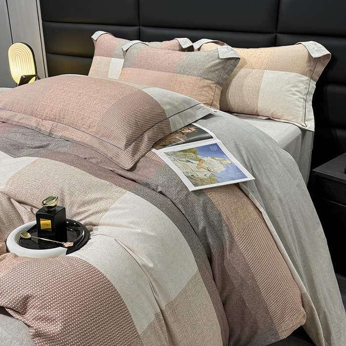 91家纺网 家纺一手货源 找家纺 2024新款A类全棉磨毛数码印花系列四件套 杰弗里咖