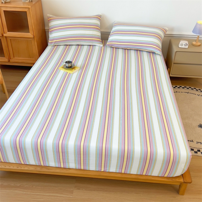 91家纺网 家纺一手货源 找家纺 多品 2024新款水洗棉皱皱纱单品床笠 焦糖甜心