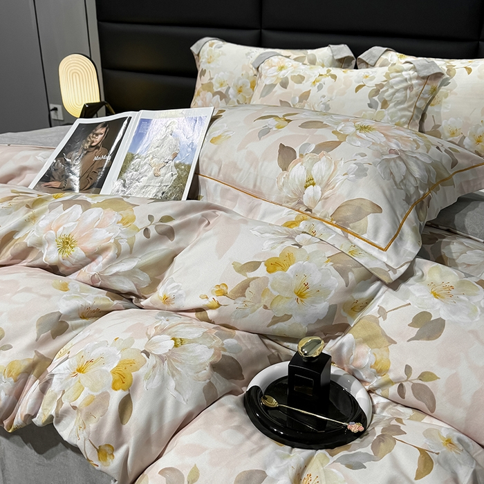 91家纺网 家纺一手货源 找家纺 2024新款A类全棉磨毛数码印花系列四件套 凤穿牡丹