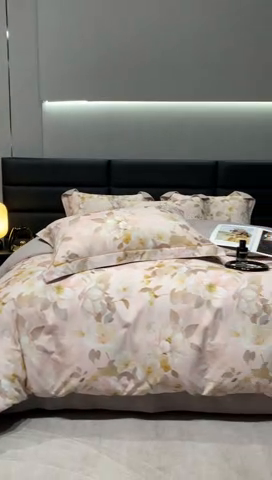 91家纺网 家纺一手货源 找家纺 2024新款A类全棉磨毛数码印花系列四件套 凤穿牡丹