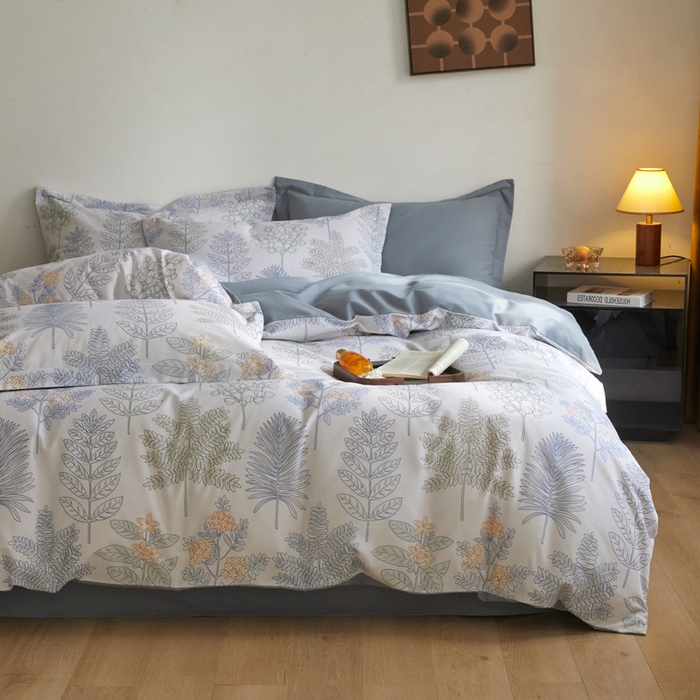 91家纺网 家纺一手货源 找家纺 涵宸家纺 2024新款亲肤全棉磨毛印花四件套--芬兰系列 绿染悠夏