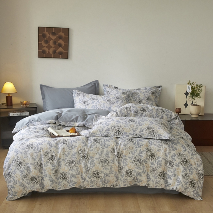 91家纺网 家纺一手货源 找家纺 涵宸家纺 2024新款亲肤全棉磨毛印花四件套--芬兰系列 月下蔷薇