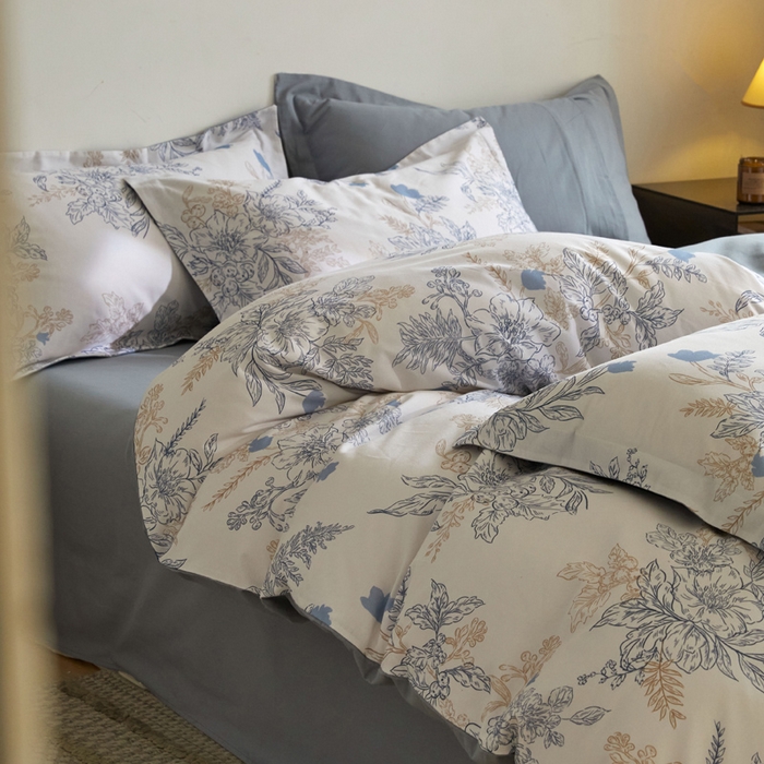 91家纺网 家纺一手货源 找家纺 涵宸家纺 2024新款亲肤全棉磨毛印花四件套--芬兰系列 1蓝调