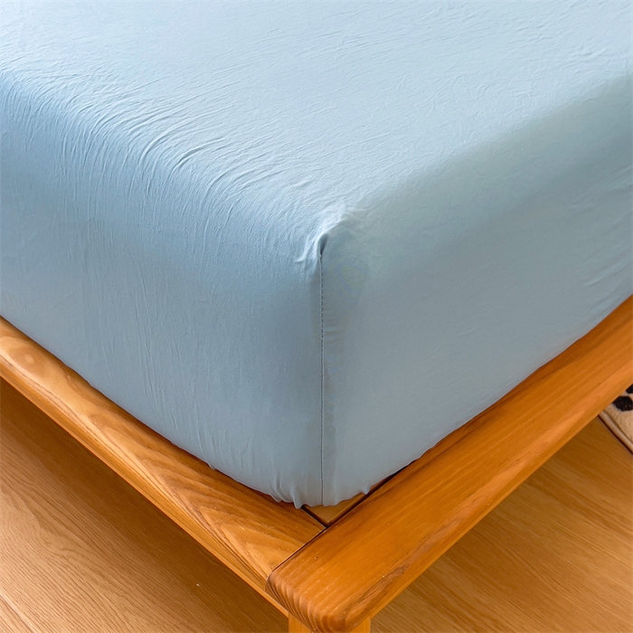 91家纺网 家纺一手货源 找家纺 多品 2024新款水洗棉皱皱纱单品床笠 蓝灰