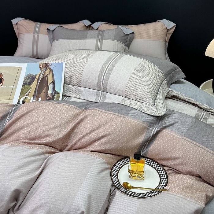 91家纺网 家纺一手货源 找家纺 2024新款A类全棉磨毛数码印花系列四件套 彼斯堡咖