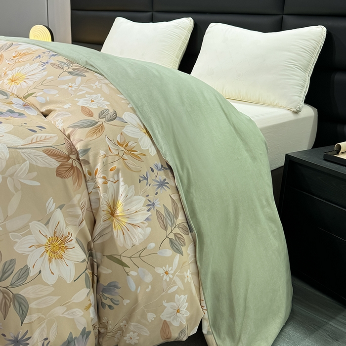 91家纺网 家纺一手货源 找家纺 2024新款A类全棉磨毛数码印花系列单被套 亭语花间