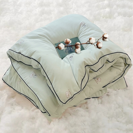 91家纺网 家纺一手货源 找家纺 默忆 2025新款亲肤雪绒棉保暖被芯立体棉冬被被子春秋被 雪棉朵朵-青绿