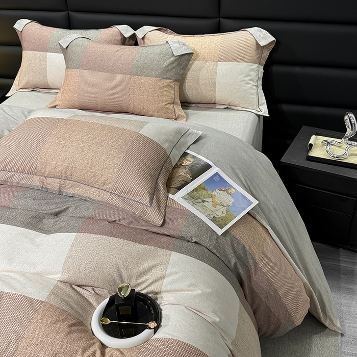 91家纺网 家纺一手货源 找家纺 2024新款A类全棉磨毛数码印花系列四件套 杰弗里咖