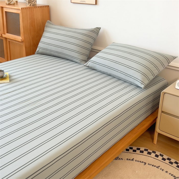 91家纺网 家纺一手货源 找家纺 多品 2024新款水洗棉皱皱纱单品床笠 律动