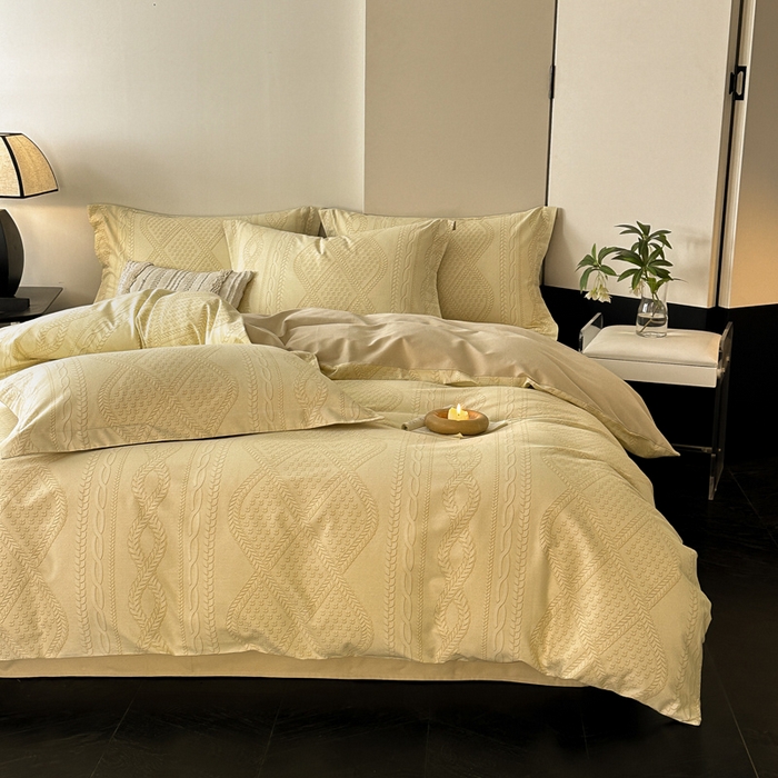 91家纺网 家纺一手货源 找家纺 涵宸家纺 2024新款亲肤全棉磨毛印花四件套--芬兰系列 绛纱米