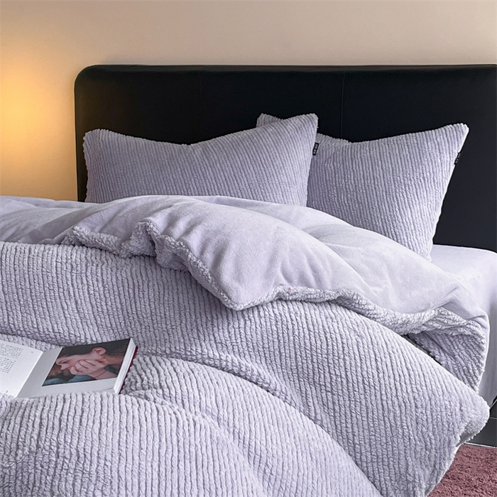 91家纺网 家纺一手货源 找家纺 星座家纺  2025新款泰迪绒提花牛奶绒四件套 香芋紫