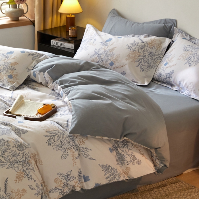 91家纺网 家纺一手货源 找家纺 涵宸家纺 2024新款亲肤全棉磨毛印花四件套--芬兰系列 1蓝调