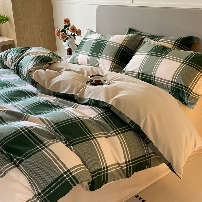 91家纺网 家纺一手货源 找家纺 涵宸家纺 2024新款亲肤全棉磨毛印花四件套--芬兰系列 半山松石