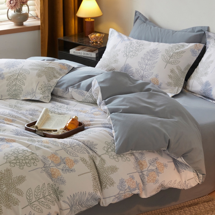 91家纺网 家纺一手货源 找家纺 涵宸家纺 2024新款亲肤全棉磨毛印花四件套--芬兰系列 绿染悠夏