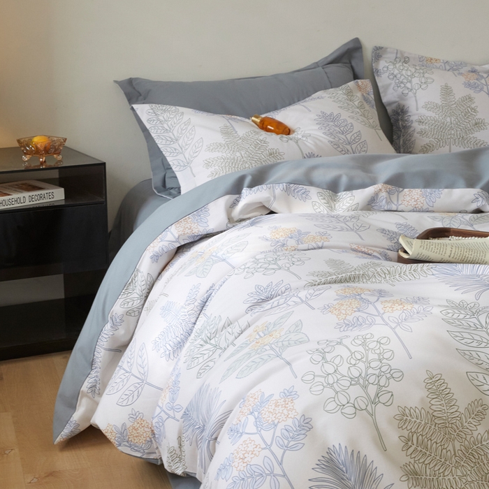 91家纺网 家纺一手货源 找家纺 涵宸家纺 2024新款亲肤全棉磨毛印花四件套--芬兰系列 绿染悠夏